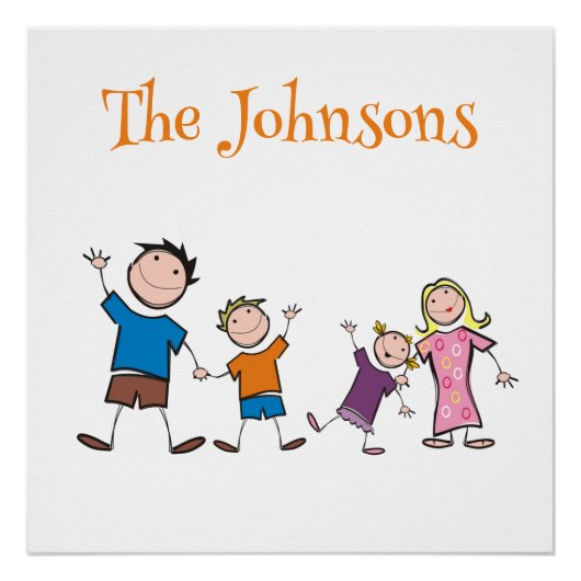 Schattigee familie van vier perfect poster (Voorkant)