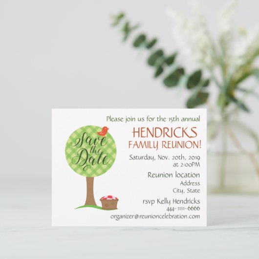 Schattigee familiereünie briefkaart (Staand voorkant)