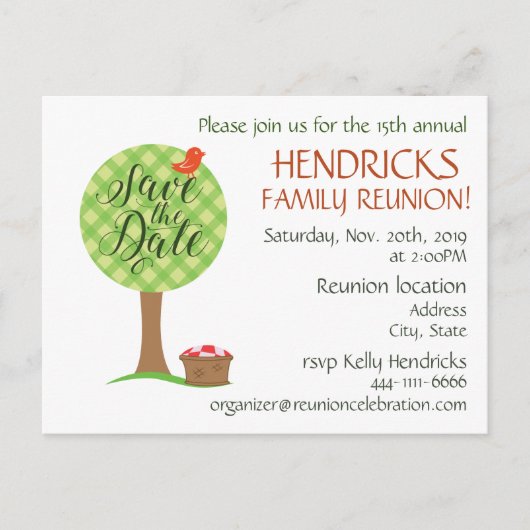 Schattigee familiereünie briefkaart (Voorkant)