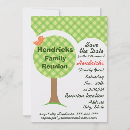 Schattigee familiereünie uitnodiging. kaart (Voorkant)