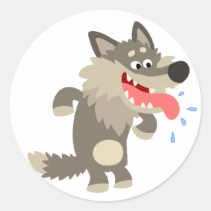 Schattigee Famished Cartoon Wolf Sticker