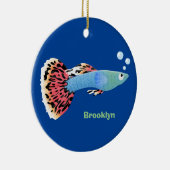 Schattigee fancy guppy tropische vis gepersonalise keramisch ornament (Rechts)