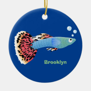 Schattigee fancy guppy tropische vis gepersonalise keramisch ornament