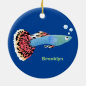 Schattigee fancy guppy tropische vis gepersonalise keramisch ornament (Achterkant)
