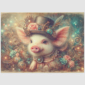 Schattigee Fancy Victoriaans Steampunk Pig Decoupa Tissuepapier (Voorkant)