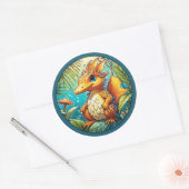 Schattigee fantasie dinosaurus ronde sticker (Envelop)