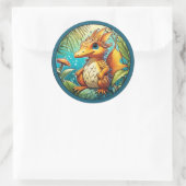 Schattigee fantasie dinosaurus ronde sticker (Tas)