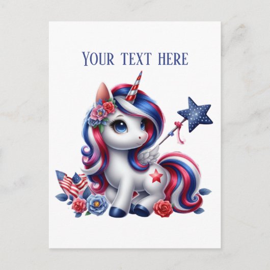 Schattigee fantasie eenhoorn bericht toevoegen 4 j feestdagenkaart (Voorkant)