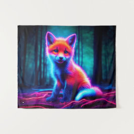 Schattigee fantasie gloeivos met bioluminescente a wandkleed