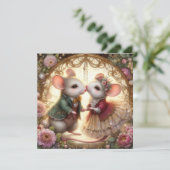 Schattigee fantasie muizen in liefde Christelijke  Feestdagenkaart (Staand voorkant)