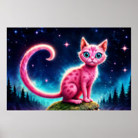 Schattigee fantasie roze dier in de nacht Starry V