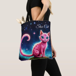 Schattigee fantasie roze dier in de nacht Starry V Tote Bag