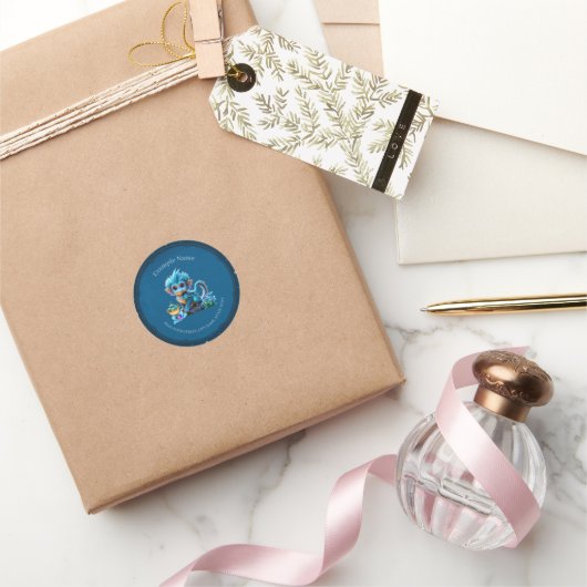 Schattigee fantasieaap ronde sticker (Geschenken)