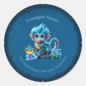 Schattigee fantasieaap ronde sticker (Voorkant)