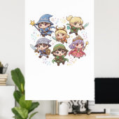 Schattigee fantasiekarakters tovenaar ridder range poster (Thuiskantoor)