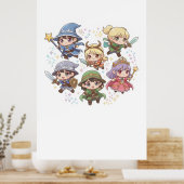 Schattigee fantasiekarakters tovenaar ridder range poster (Keuken)