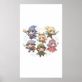 Schattigee fantasiekarakters tovenaar ridder range poster (Voorkant)