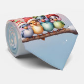 Schattigee fantasievogels met kerst petten. stropdas (Opgerold)