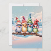 Schattigee fantasievogels met kerstvogels.De pette Kaart (Achterkant)