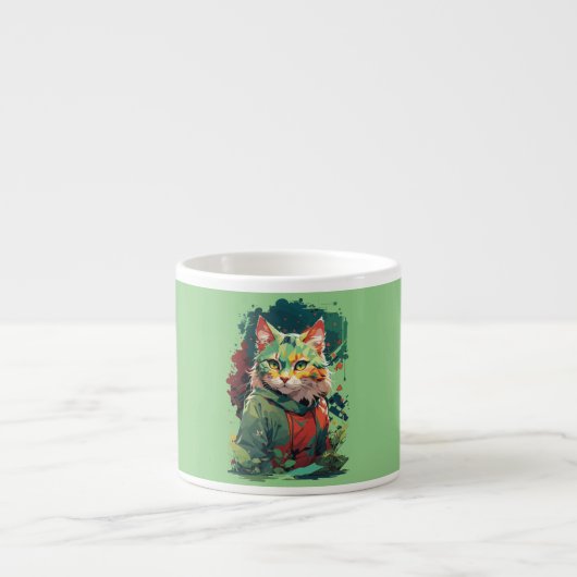 Schattigee Fantasy Color Splash Cat Design Espresso Kop (Voorkant)