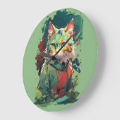 Schattigee Fantasy Color Splash Cat Design Grote Klok (Hoek)