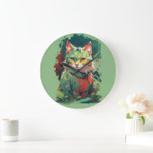 Schattigee Fantasy Color Splash Cat Design Grote Klok (Huis)