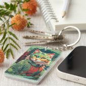 Schattigee Fantasy Color Splash Cat Design Sleutelhanger (Voorkant Rechts)
