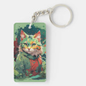Schattigee Fantasy Color Splash Cat Design Sleutelhanger (achterkant)