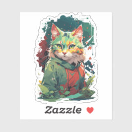 Schattigee Fantasy Color Splash Cat Design Sticker