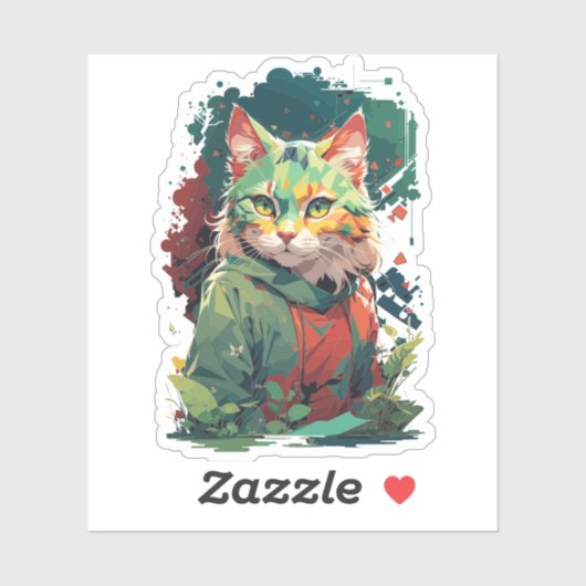 Schattigee Fantasy Color Splash Cat Design Sticker (Vel)