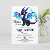 Schattigee Fantasy Dragon Boy Baby shower Kaart (Staand voorkant)