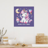 Schattigee Fantasy-eenhoornliefhebbers voegen teks Poster (Keuken)