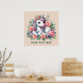 Schattigee Fantasy-eenhoornliefhebbers voegen teks Poster (Keuken)