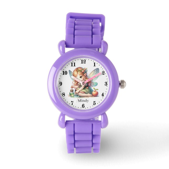 Schattigee Fantasy fee voeg naam toe Horloge (Voorkant)