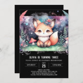 Schattigee Fantasy Fox Verjaardag Kaart (Voorkant / Achterkant)