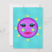 Schattigee Fantasy Paarse Maan Gezicht Sterren Ver Kaart (Achterkant)