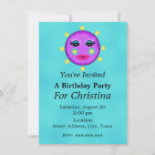 Schattigee Fantasy Paarse Maan Gezicht Sterren Ver Kaart (Voorkant)