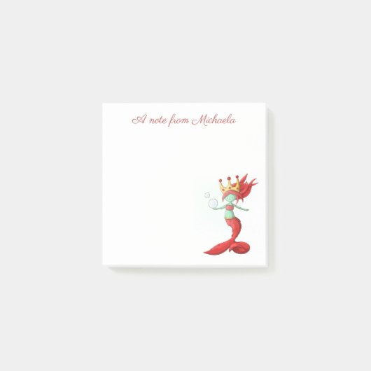 Schattigee Fantasy Red Queen Siren Zeemeermin Post-it® Notes (Voorkant)