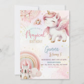 Schattigee Fantasy Roze Gouden Eenhoorn Kasteel Ve Kaart (Voorkant)