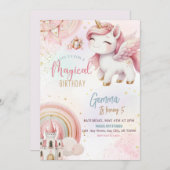 Schattigee Fantasy Roze Gouden Eenhoorn Kasteel Ve Kaart (Voorkant / Achterkant)