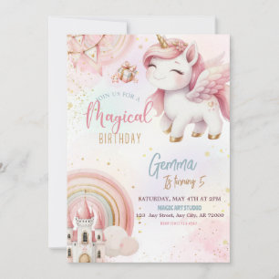 Schattigee Fantasy Roze Gouden Eenhoorn Kasteel Ve Kaart