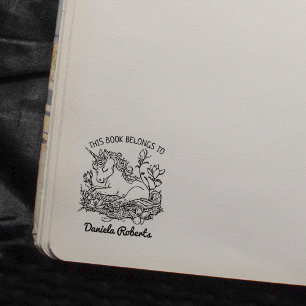 Schattigee Fantasy Unicorn Pony Bookplate Rubberstempel