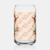 Schattigee Farmcore Pig in Overalls met Bloemen Blikvorm Glas (Rechts)