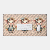 Schattigee Farmcore Pig in Overalls met Bloemen Bureaumat (Keyboard & Muis)
