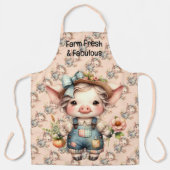 Schattigee Farmcore Pig in Overalls met Bloemen Schort (Voorkant)