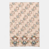 Schattigee Farmcore Pig in Overalls met Bloemen Theedoek (Verticaal)