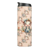 Schattigee Farmcore Pig in Overalls met Bloemen Thermosbeker (Geroteerd rechts)