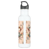 Schattigee Farmcore Pig in Overalls met Bloemen Waterfles (Achterkant)