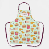 Schattigee Fast Food Doodles Patroonnaam Schort (Voorkant)