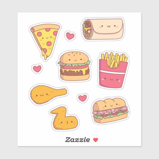 Schattigee Fast Food Doodles Sticker Pack (Vel)
